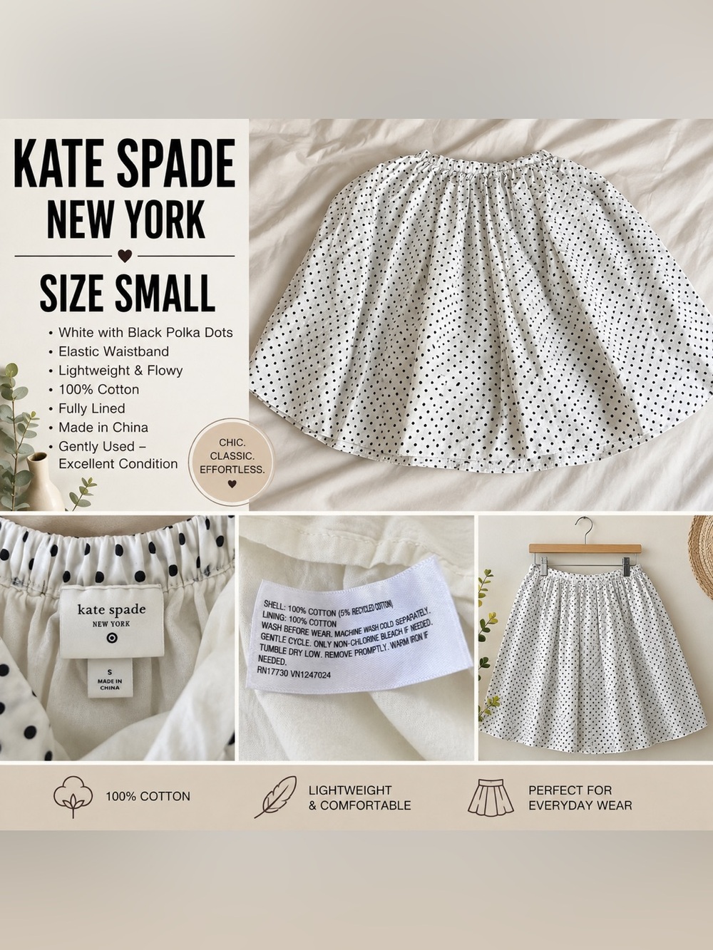 kate spade White and Black Polka Dot Mini Skirt